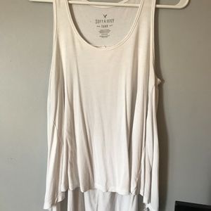 American Eagle White High Low Tee